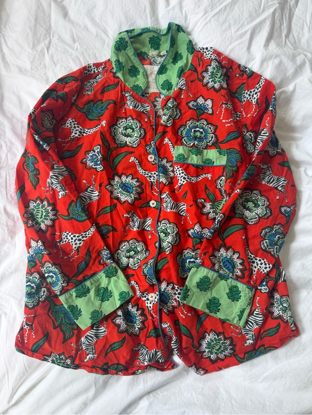 Printfresh large red zebra pajama PJ long sleeve top blouse pencil paper